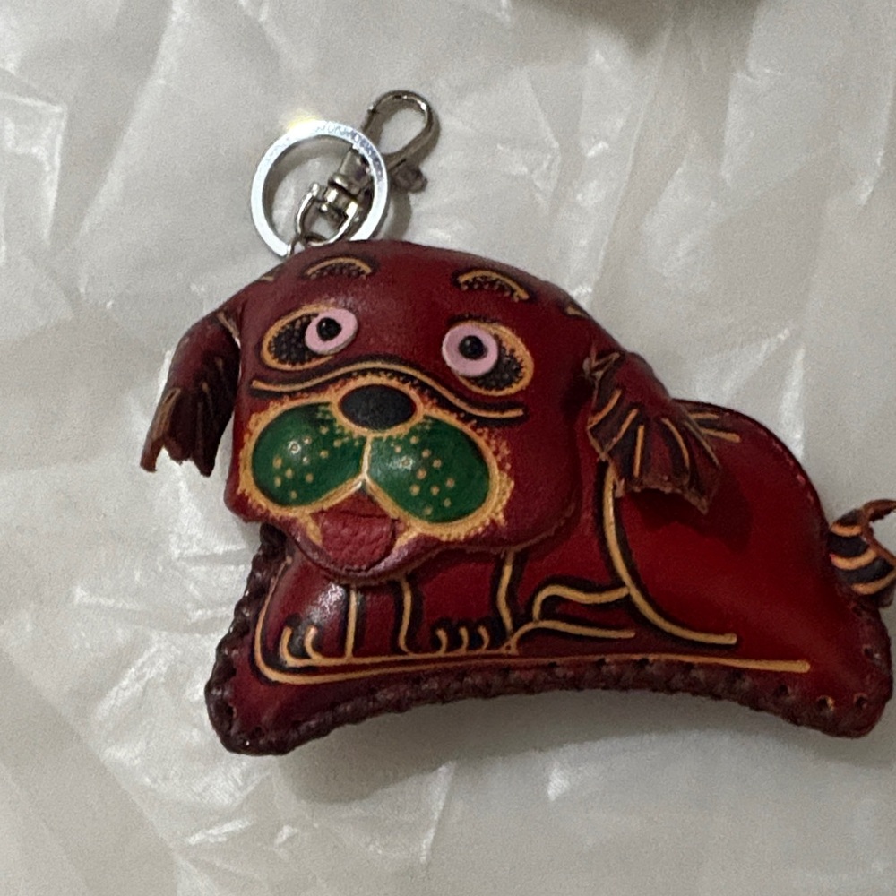 Adorable Red Leather Dog Keychain